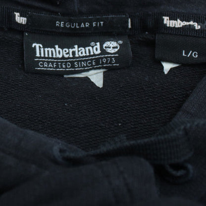 Timberland Mens Black Pullover Hoodie L Regular Fit Logo Sweatshirt