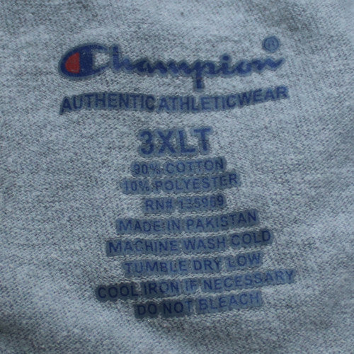 Champion Men's Grey 3XLT V-Neck Cotton Blend Athletic T-Shirt