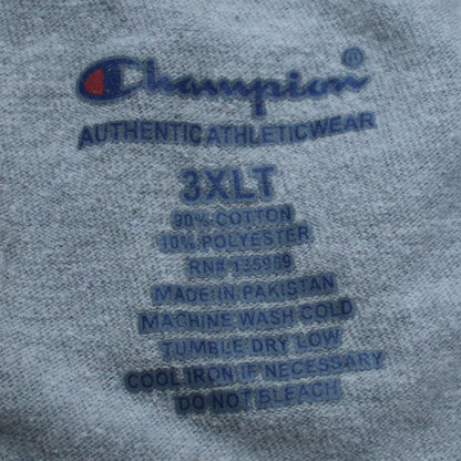 Champion Men's Grey 3XLT V-Neck Cotton Blend Athletic T-Shirt