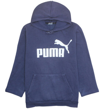 Puma Men's Blue XL Pullover Fleece Hoodie with Logo