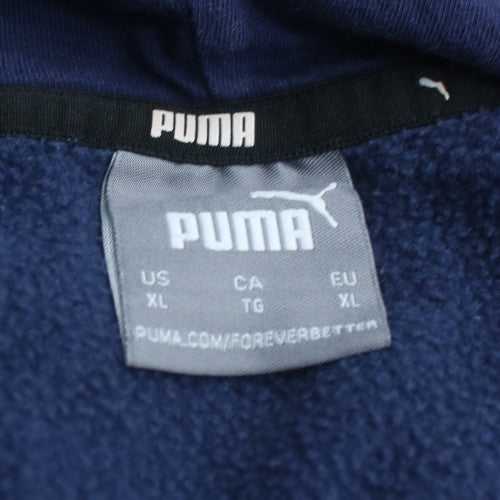 Puma Men's Blue XL Pullover Fleece Hoodie with Logo