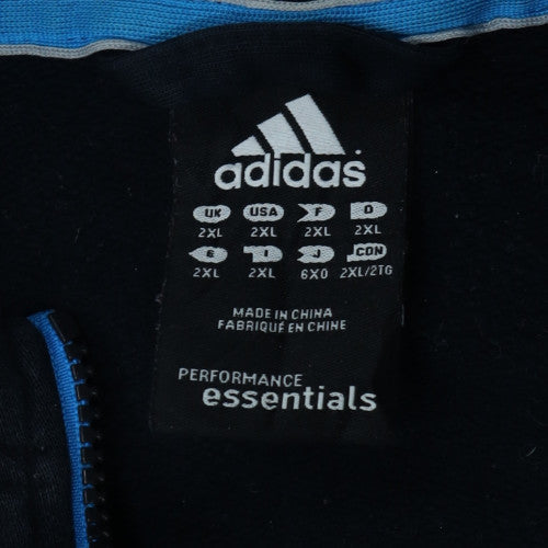 Adidas Mens Black 2XL Full Zip Hoodie Fleece Sportswear