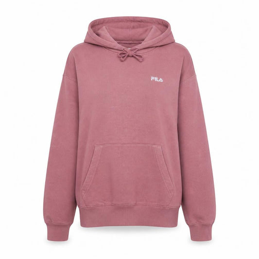 Front view of Fila women’s pink pullover hoodie, size S, cotton blend casual