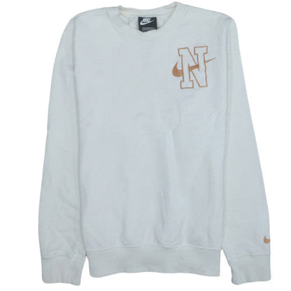 Nike Women White XS Pullover Sweatshirt Crew Neck Logo Cotton