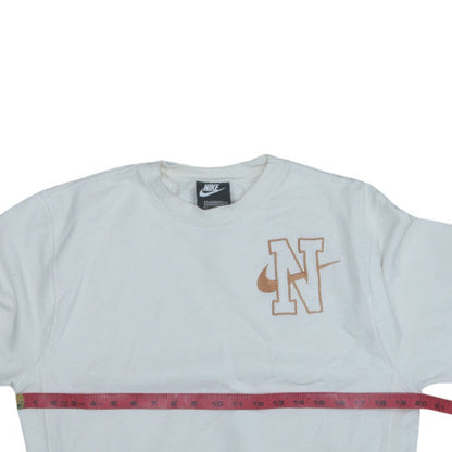 Nike Women White XS Pullover Sweatshirt Crew Neck Logo Cotton