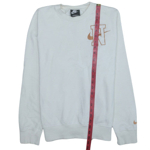 Nike Women White XS Pullover Sweatshirt Crew Neck Logo Cotton