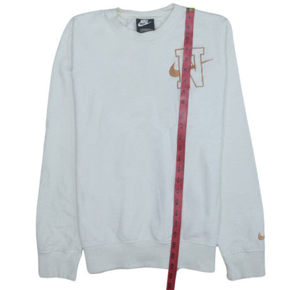Nike Women White XS Pullover Sweatshirt Crew Neck Logo Cotton