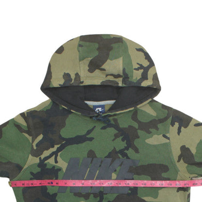 Nike Men's Green Camouflage Pullover Hoodie M Cotton Blend