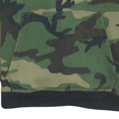 Nike Men's Green Camouflage Pullover Hoodie M Cotton Blend