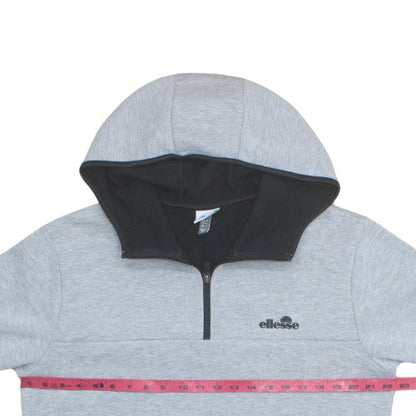 Ellesse Men’s Grey L 1/4 Zip Pullover Hoodie Fleece Sweatshirt
