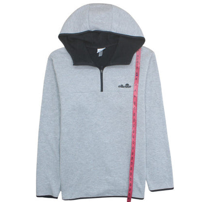 Ellesse Men’s Grey L 1/4 Zip Pullover Hoodie Fleece Sweatshirt