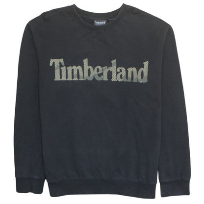 Timberland Men Black XL Pullover Sweatshirt Logo Fleece Crew Neck