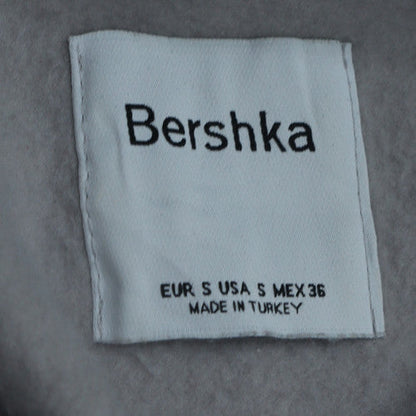 Bershka Women Grey Hooded Pullover Sweatshirt S Romantic Skull Print