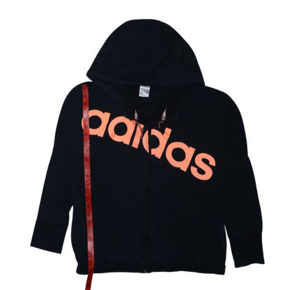 Adidas Womens Black Full Zip Hoodie Size L 16-18 Logo Print