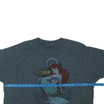 Disney Men’s Grey Ariel Graphic Crew Neck 2XL T-Shirt