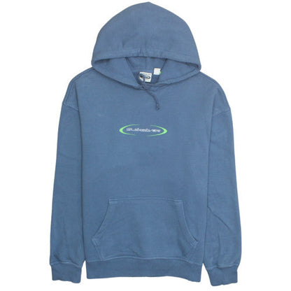 Quiksilver Mens Blue Pullover Hoodie L Surf Logo Fleece Sweatshirt