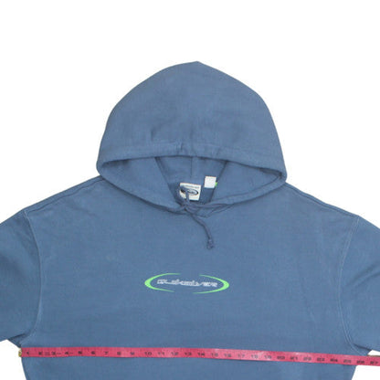 Quiksilver Mens Blue Pullover Hoodie L Surf Logo Fleece Sweatshirt