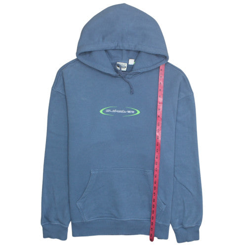 Quiksilver Mens Blue Pullover Hoodie L Surf Logo Fleece Sweatshirt