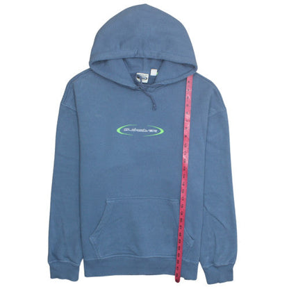 Quiksilver Mens Blue Pullover Hoodie L Surf Logo Fleece Sweatshirt