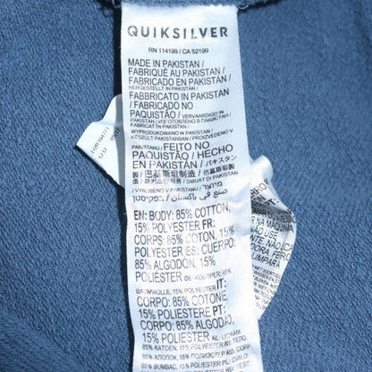 Quiksilver Mens Blue Pullover Hoodie L Surf Logo Fleece Sweatshirt