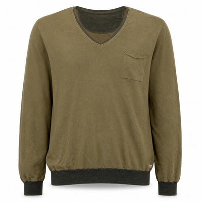 Hugo Boss Men's Green V-Neck Cotton Pullover Jumper L