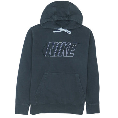 Nike Men’s Grey Pullover Hoodie L Logo Graphic Fleece Sweatshirt