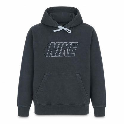 Nike Men’s Grey Pullover Hoodie L Logo Graphic Fleece Sweatshirt