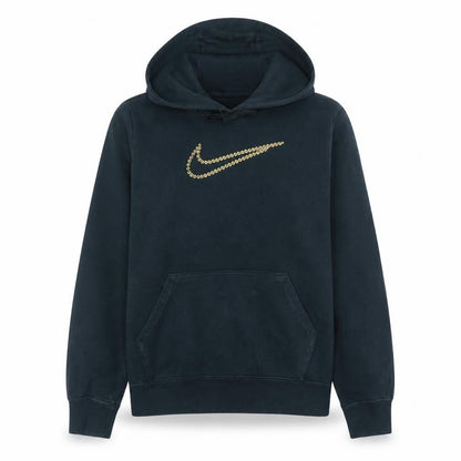 Nike Womens Black Gold Logo Pullover Hoodie Size L