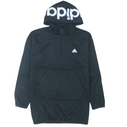 Adidas Womens Black 1/2 Zip Hooded Pullover Sweatshirt Size 16
