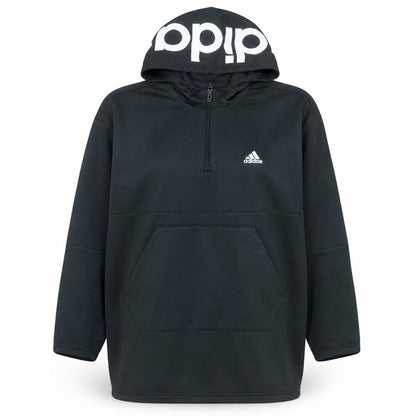 Adidas Womens Black 1/2 Zip Hooded Pullover Sweatshirt Size 16