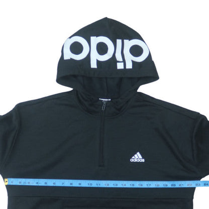 Adidas Womens Black 1/2 Zip Hooded Pullover Sweatshirt Size 16