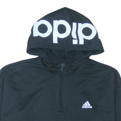 Adidas Womens Black 1/2 Zip Hooded Pullover Sweatshirt Size 16