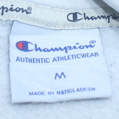 Champion Men's White Pullover Hoodie M Logo Fleece Athleticwear