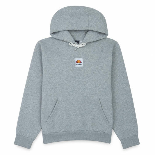Front view of Ellesse Women's Grey Pullover Hoodie UK 12 Cotton Blend Logo