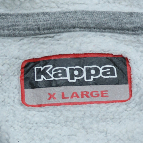 Kappa Men's Grey Blue XL Pullover Hoodie Football Graphic Sweatshirt