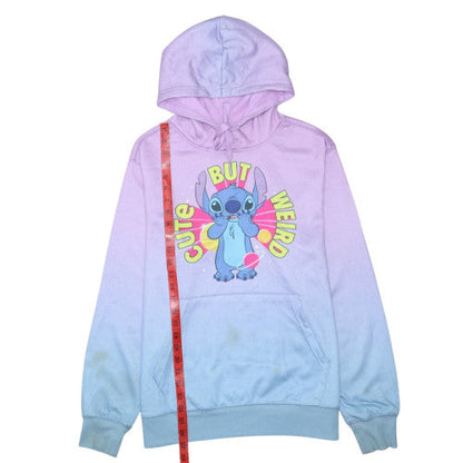 Disney Women Purple Blue Stitch Pullover Hoodie Medium Gradient Cute Weird