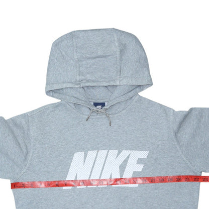 Nike Womens Grey Pullover Hoodie Size M Cotton Blend Logo Sweatshirt