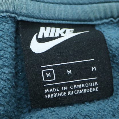 Nike Men's Blue Pullover Hoodie Medium Fleece Logo Sweatshirt