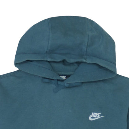 Nike Men's Blue Pullover Hoodie Medium Fleece Logo Sweatshirt