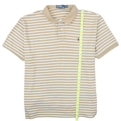 Ralph Lauren Men’s Beige Striped Cotton Polo Shirt XXL Classic Fit