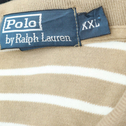 Ralph Lauren Men’s Beige Striped Cotton Polo Shirt XXL Classic Fit