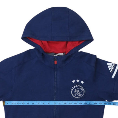 Adidas Ajax Men's Blue Full Zip Hoodie Size 5-6 Teen
