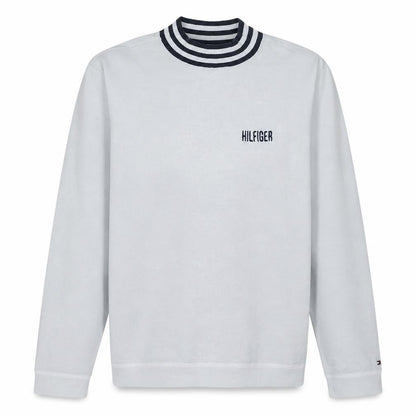 Tommy Hilfiger Men's White XL Mock Neck Embroidered Logo Sweatshirt