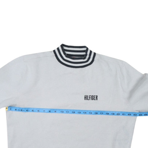 Tommy Hilfiger Men's White XL Mock Neck Embroidered Logo Sweatshirt