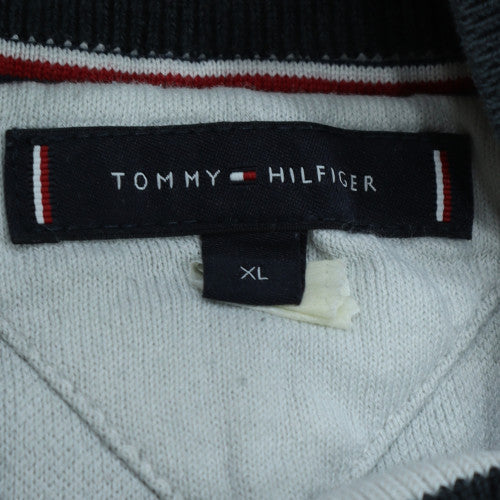 Tommy Hilfiger Men's White XL Mock Neck Embroidered Logo Sweatshirt