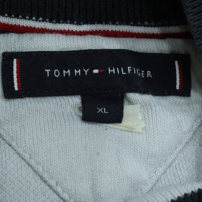 Tommy Hilfiger Men's White XL Mock Neck Embroidered Logo Sweatshirt