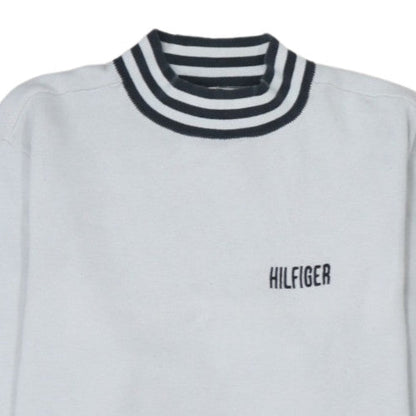 Tommy Hilfiger Men's White XL Mock Neck Embroidered Logo Sweatshirt