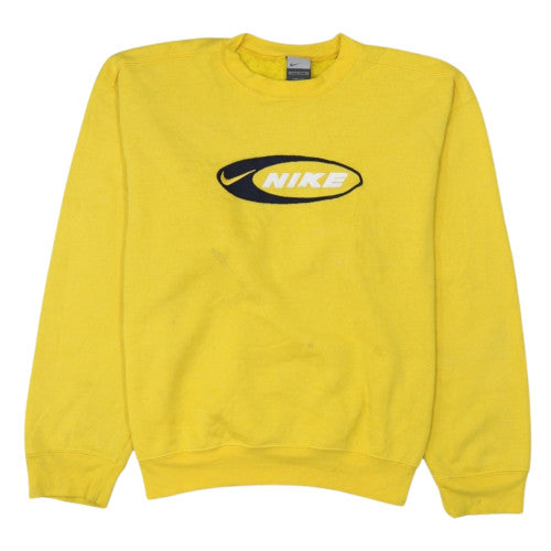 Nike Men's Yellow Logo Crew Neck Sweatshirt - Size M Vintage Fleece