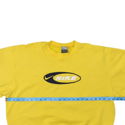 Nike Men's Yellow Logo Crew Neck Sweatshirt - Size M Vintage Fleece