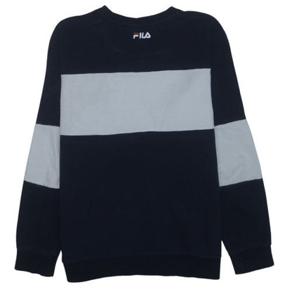 FILA Mens Navy Blue Crew Neck Logo Sweatshirt Size L Cotton Blend